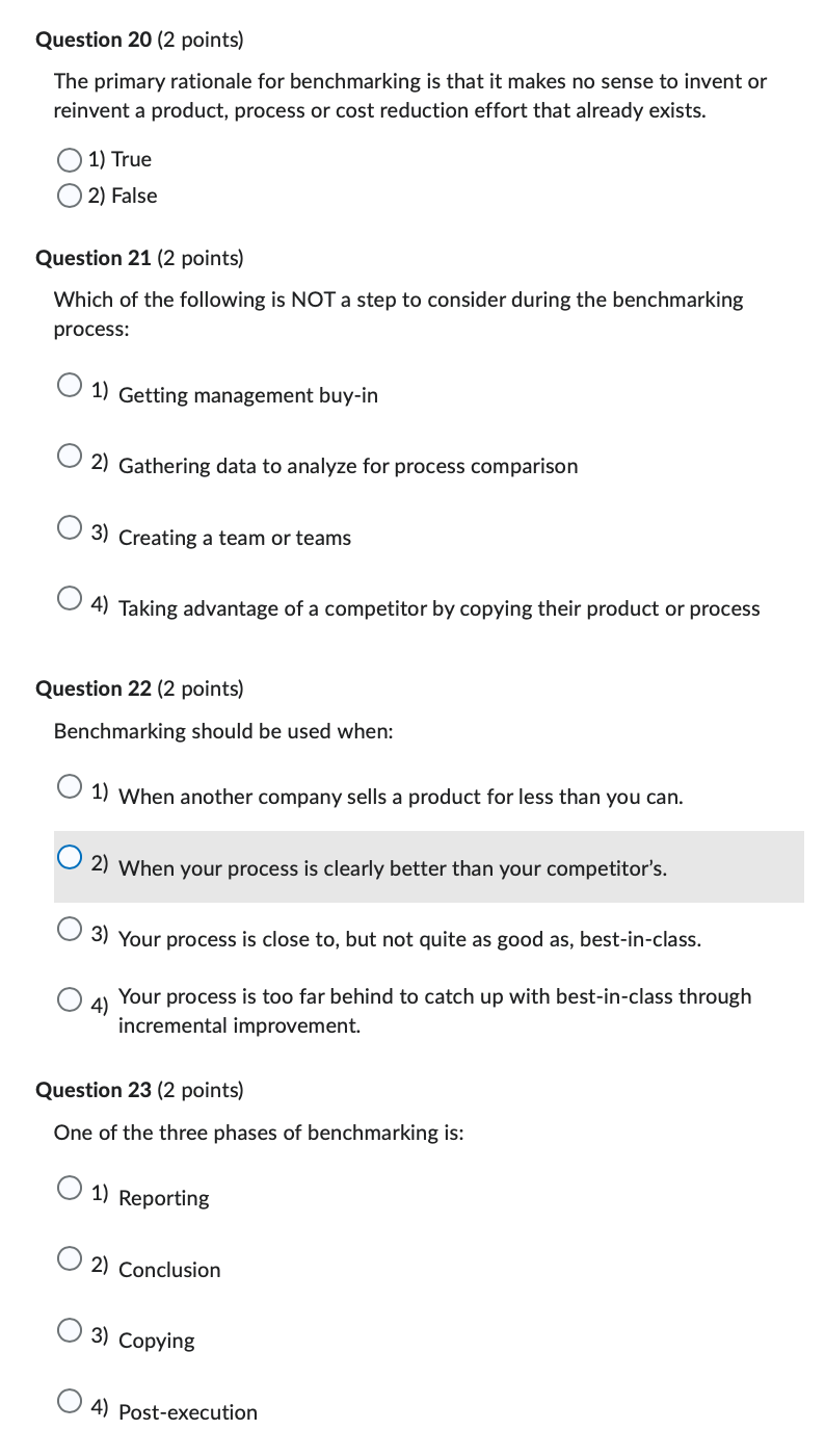 I need the CORRECT answer to the following ASAP!! Question 20 (2