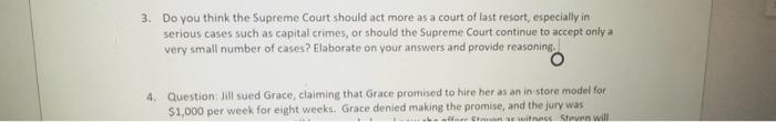 please answer number 3 3. Do you think the Supreme Court should