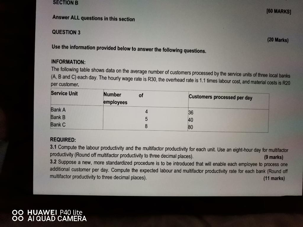  SECTION B [60 MARKS] Answer ALL questions in this section QUESTION