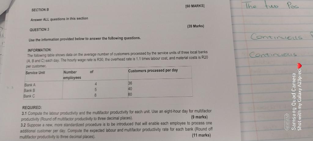  [60 MARKS] SECTION B The two Pos Answer ALL questions in