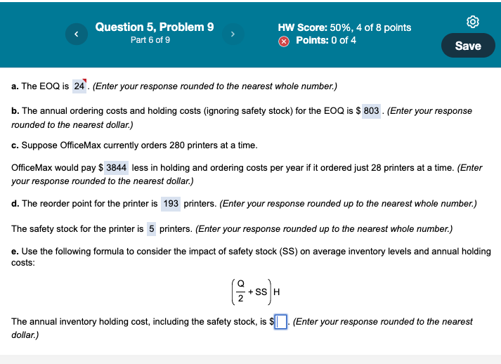 following formula to consider the impact of safety stock (SS) on average