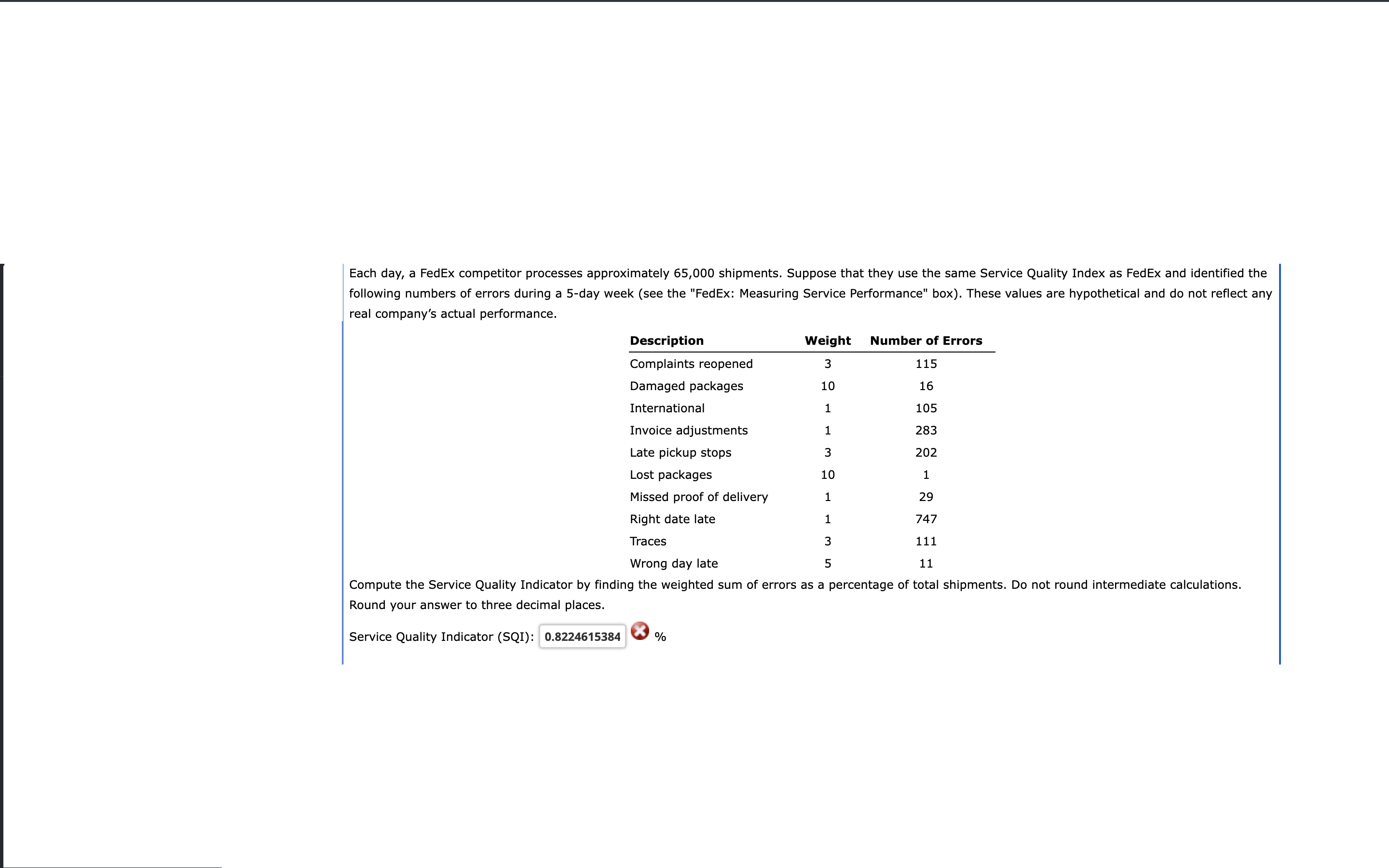  Each day, a FedEx competitor processes approximately 65,000 shipments. Suppose that