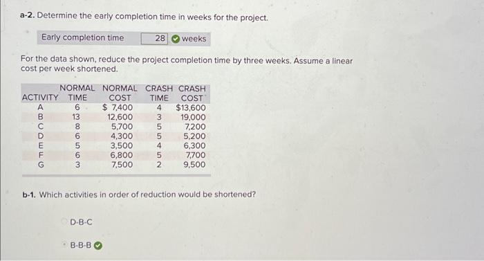 the critical path. A-B-E-G A-B-D.G A-C-F-G a-2. Determine the early completion time