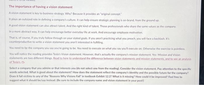  The importance of having a vision statement A vision statement is