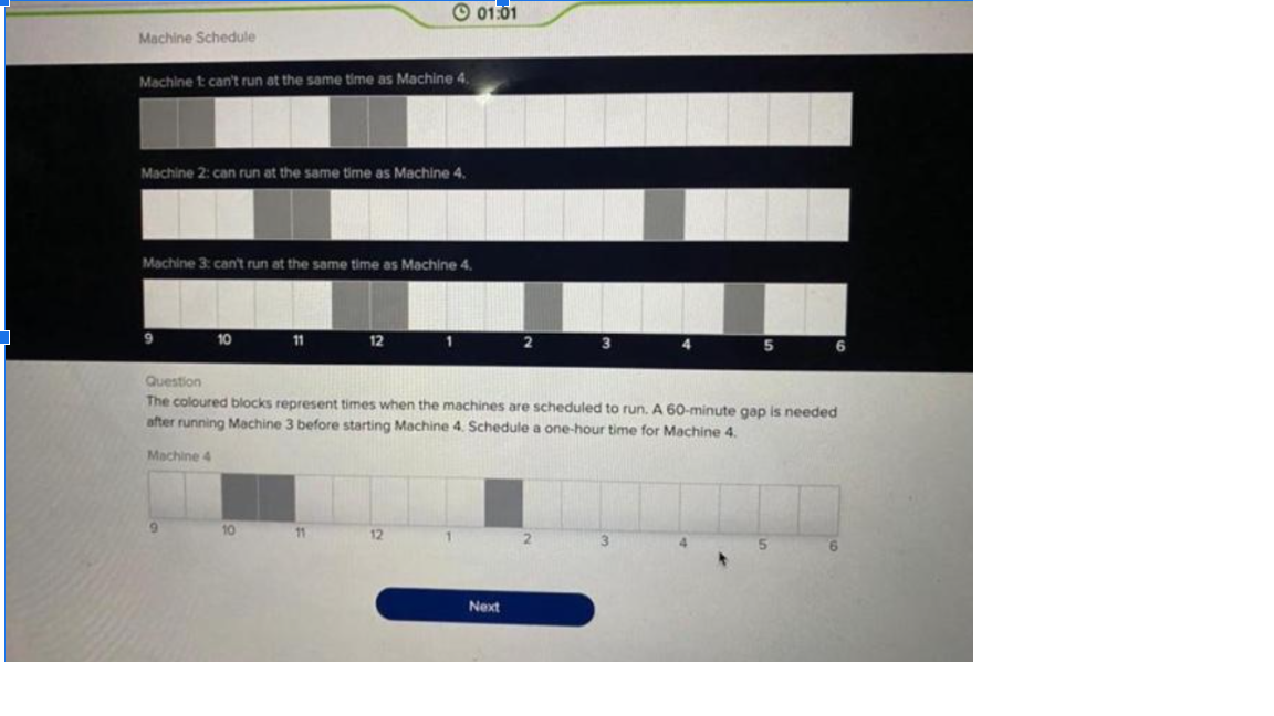  Machine Schedule Machine te can't run at the same time as