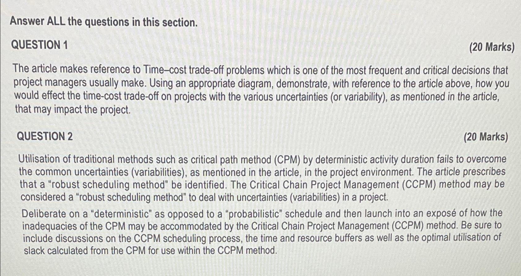  Answer ALL the questions in this section. QUESTION 1 (20 Marks)