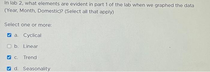  In lab 2, what elements are evident in part 1 of