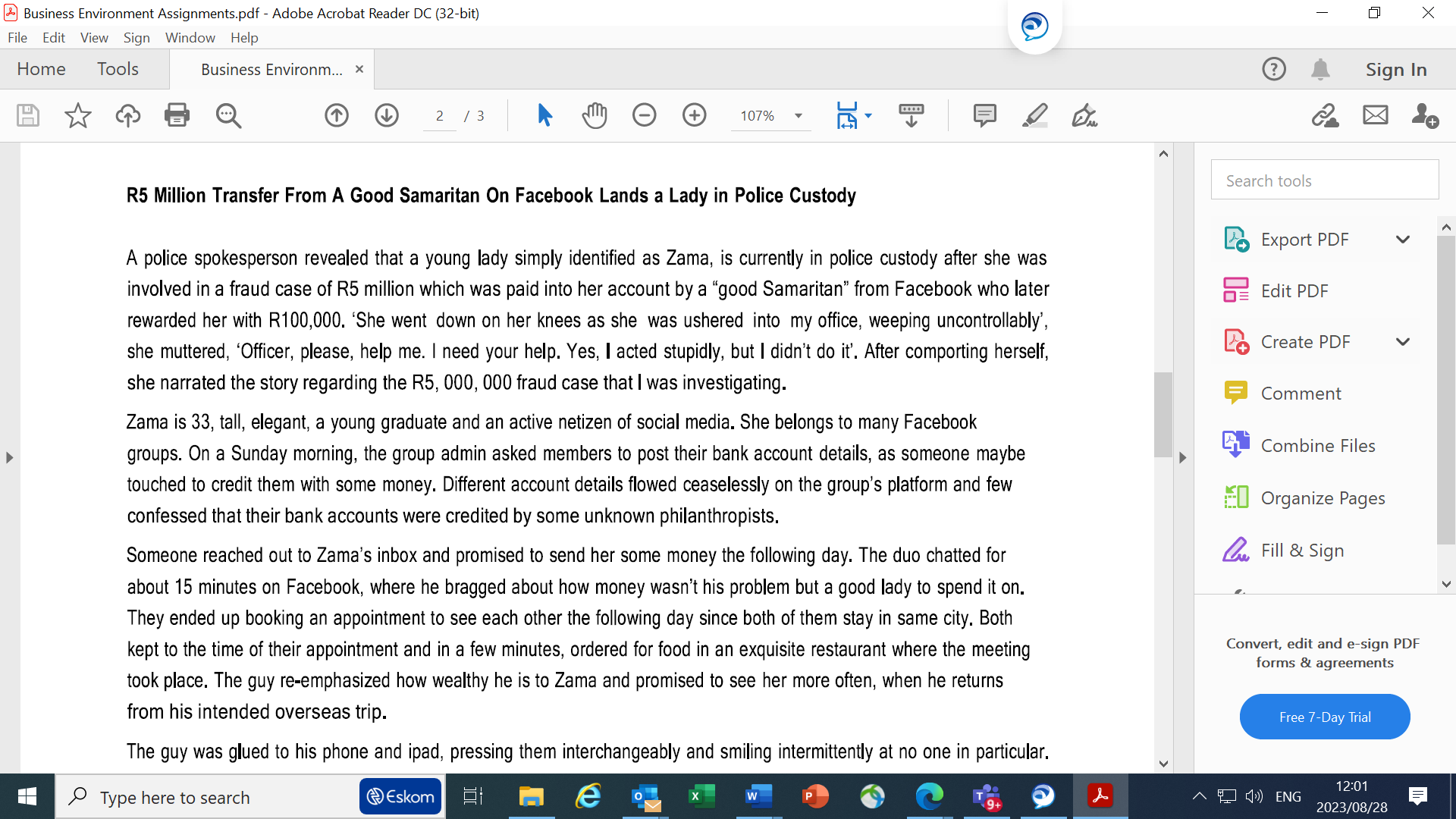 Business Environment Assignments.pdf - Adobe Acrobat Reader DC (32-bit) File Edit