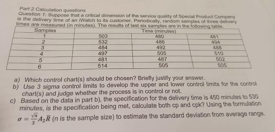 of the service quality of Special Product Company is the delivery time