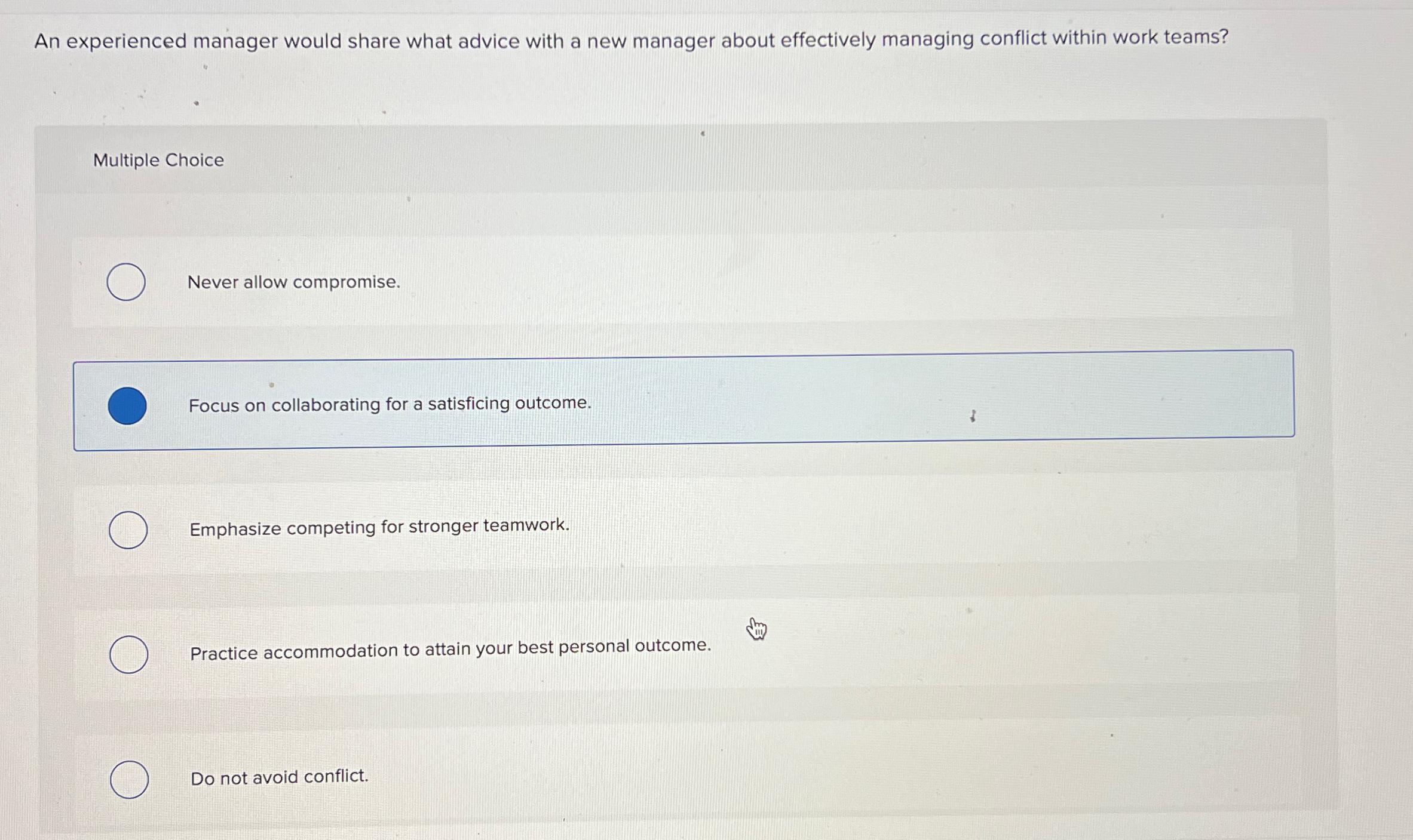  An experienced manager would share what advice with a new manager