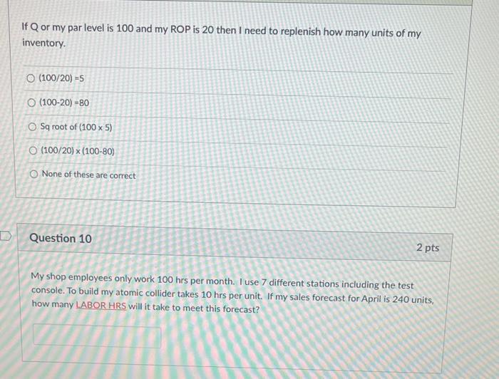 complete both!! (: If Q or my par level is 100 and