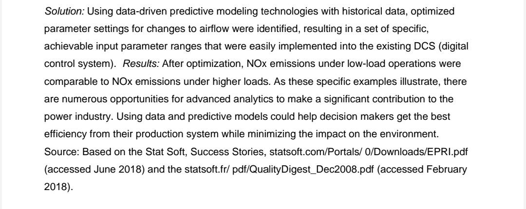 specific, achievable input parameter ranges that were easily implemented into the existing