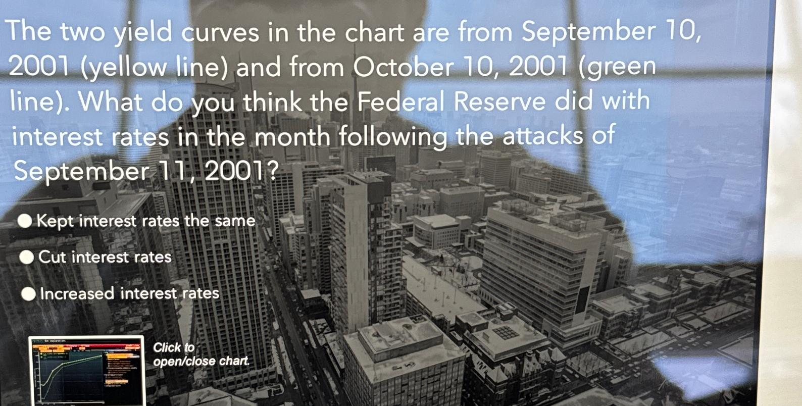  The two yield curves in the chart are from September 10,2001(yellow