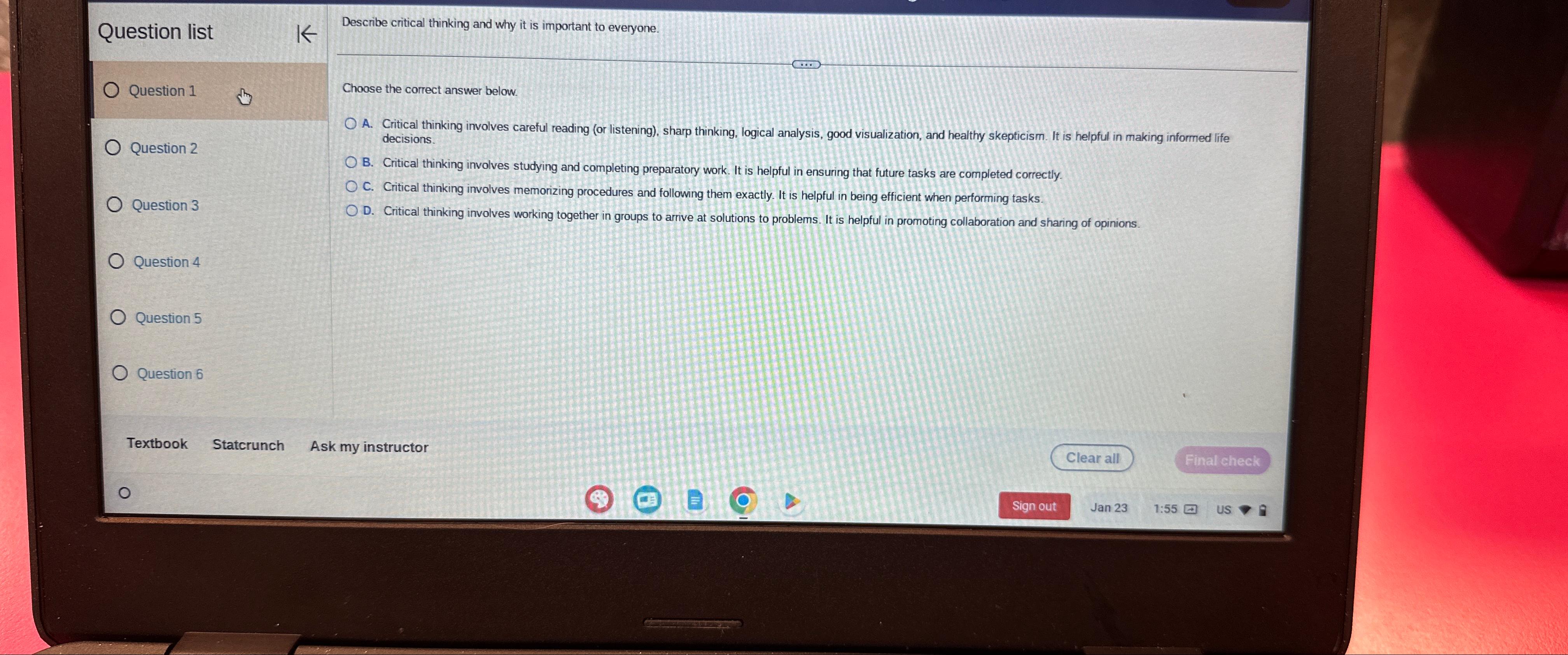  Question list K Question 1 Question 2 Question 3 Question 4