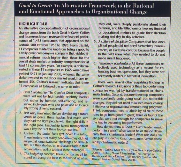 to be Great", page 594. These articles portray alternative frameworks to adapt