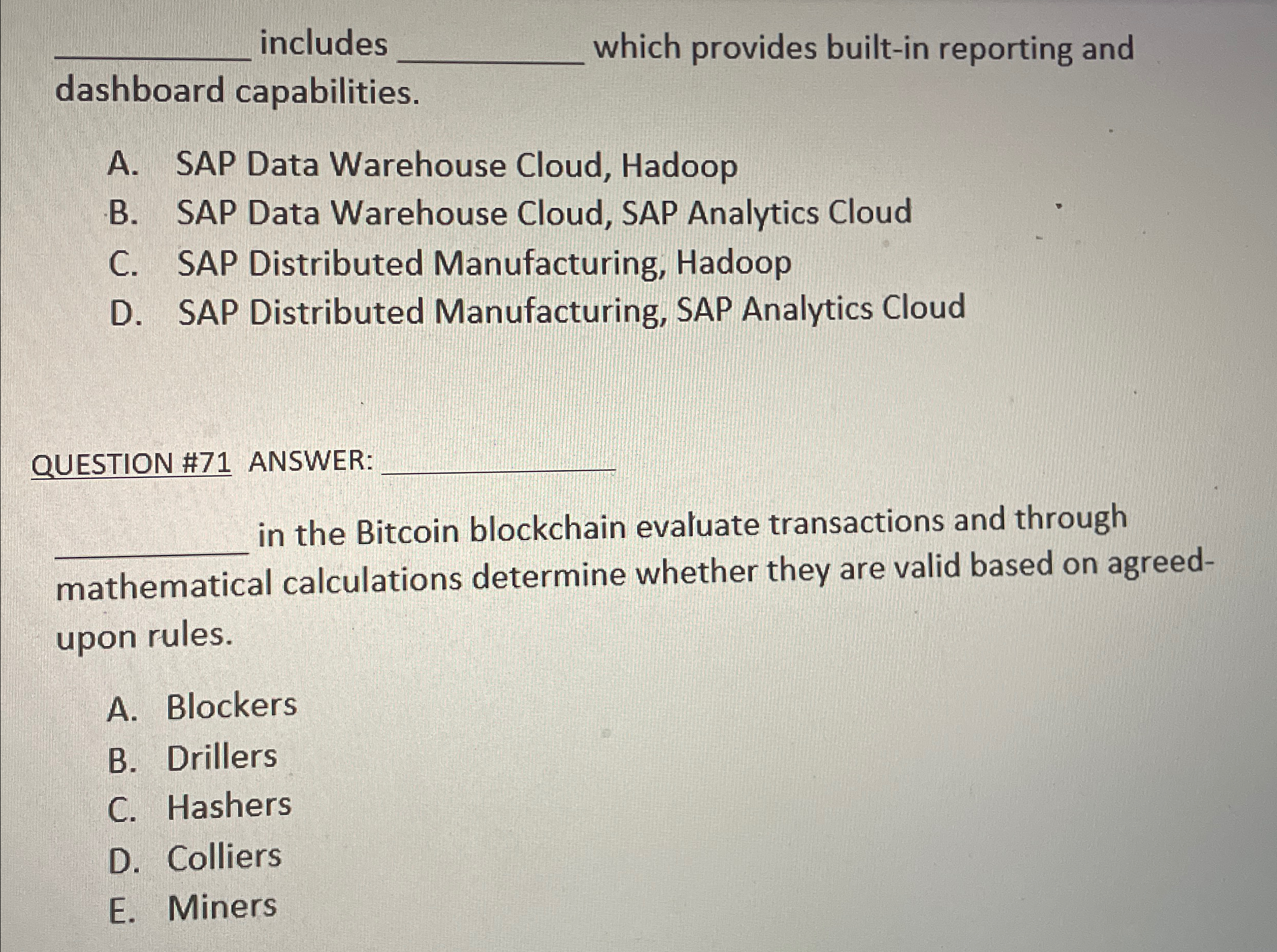  q, includes which provides built-in reporting and dashboard capabilities. A. SAP