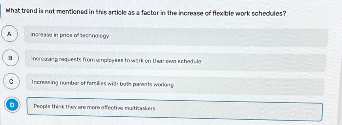 in the number of workers leveraging flexible work schedules. The price of