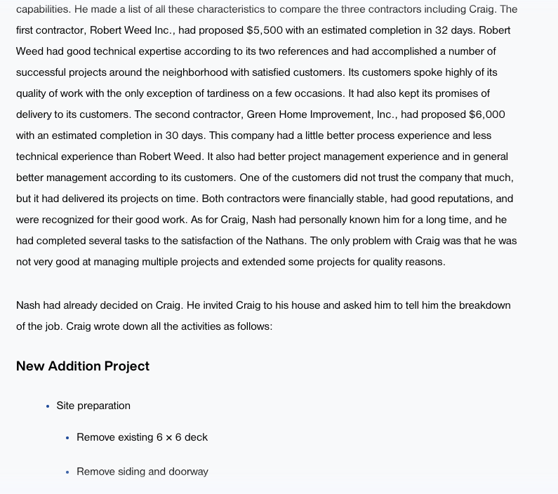 three contractors for Nash. Did Nash make the right choice? With the