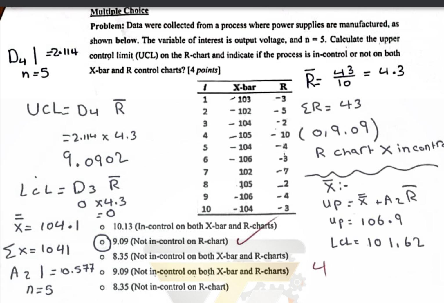  Problem: Data were collected from a process where power supplies are