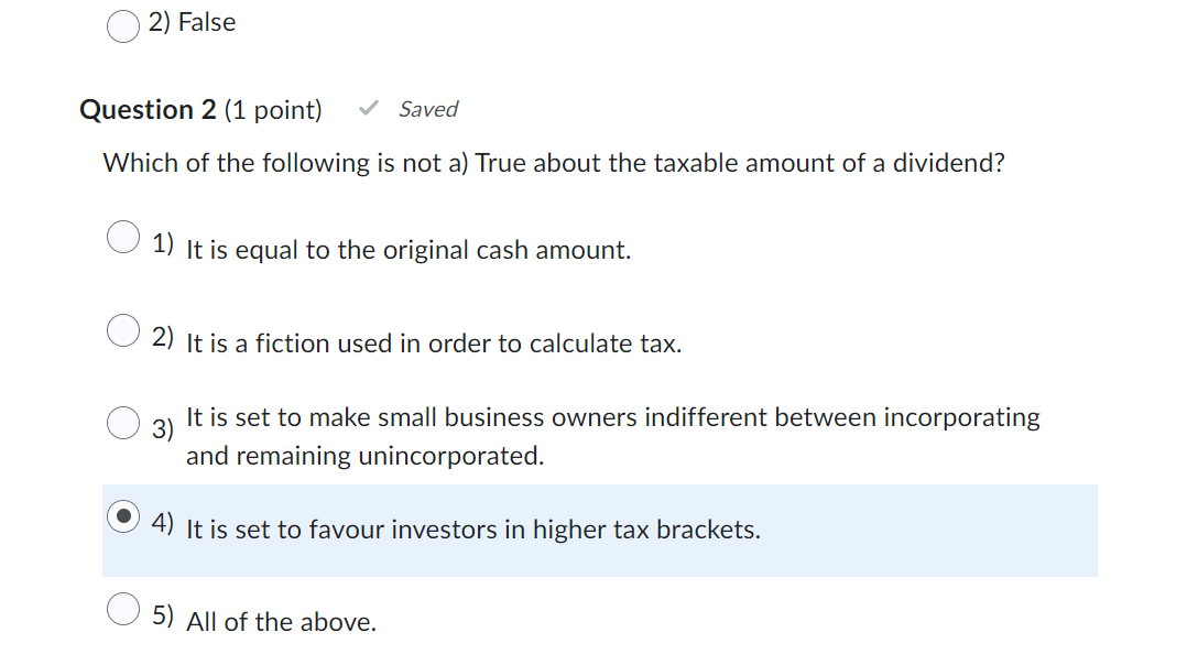 Please answer asap 2) False Question 2 (1 point) Saved Which of