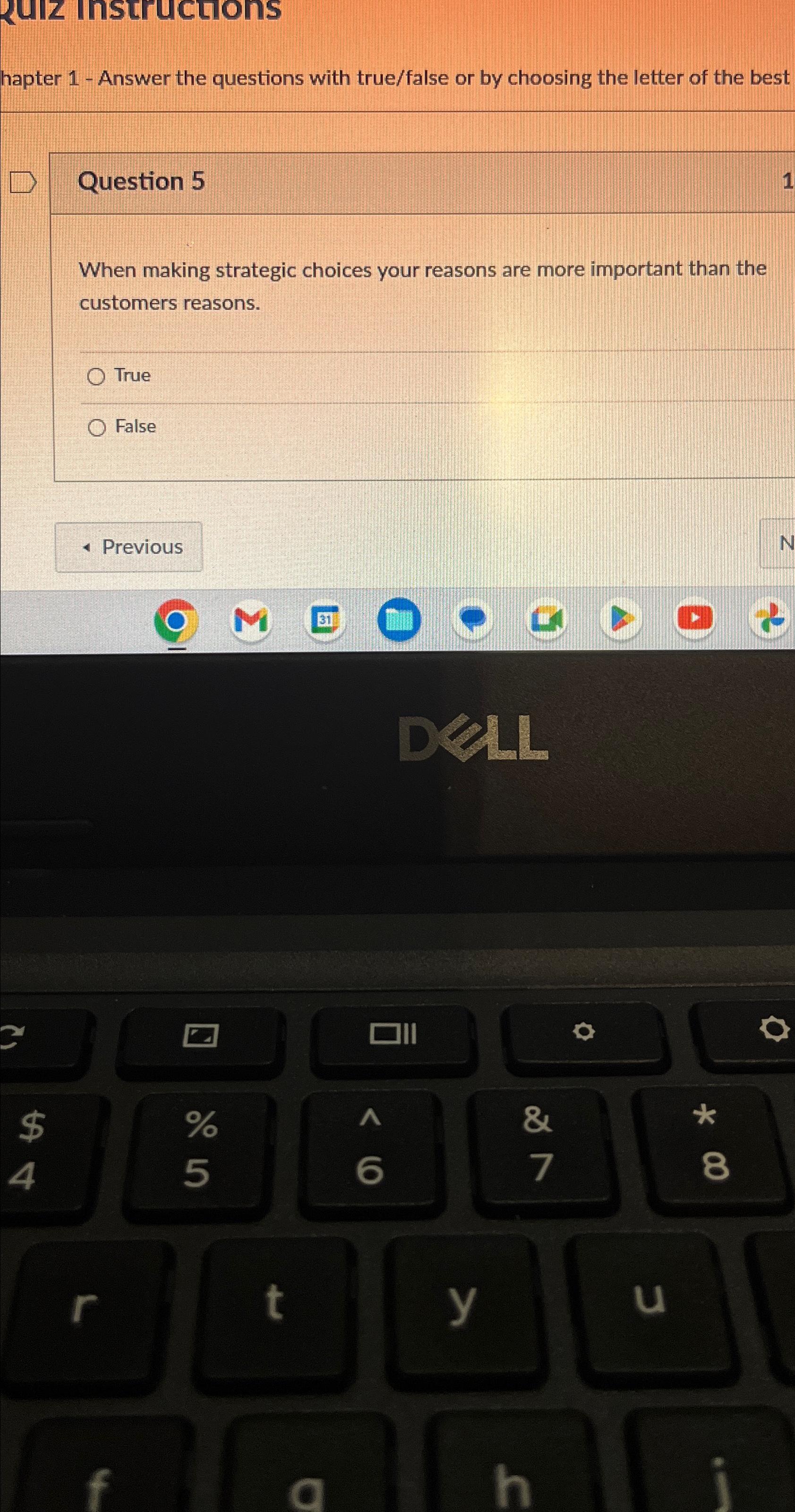  hapter 1- Answer the questions with true/false or by choosing the
