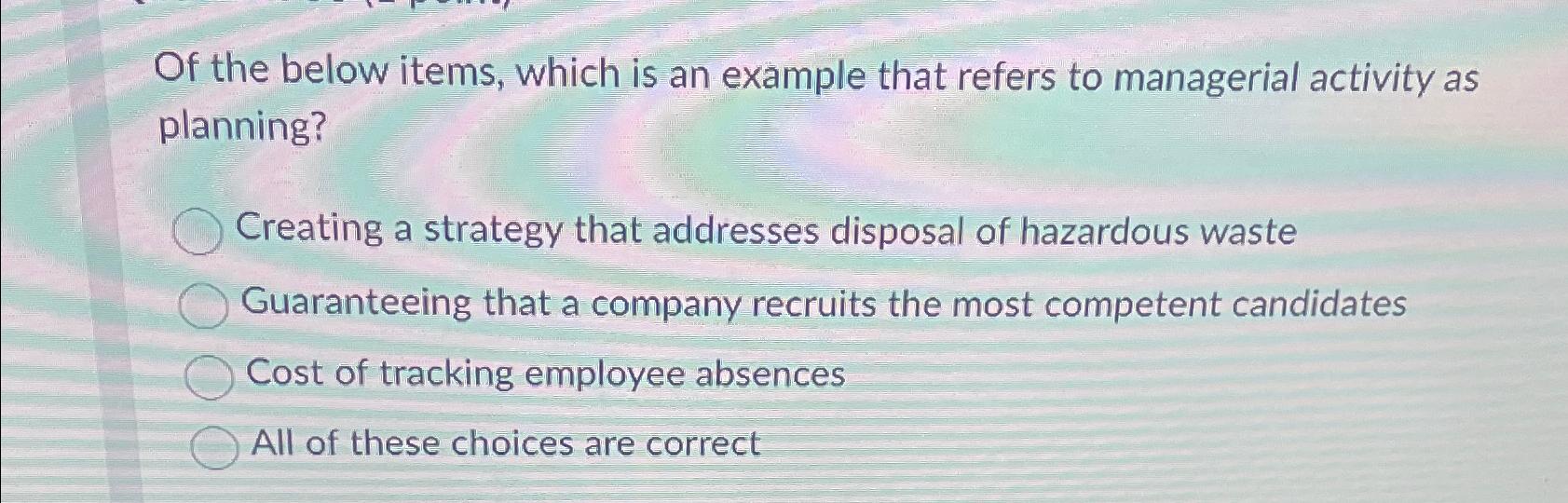  Of the below items, which is an example that refers to