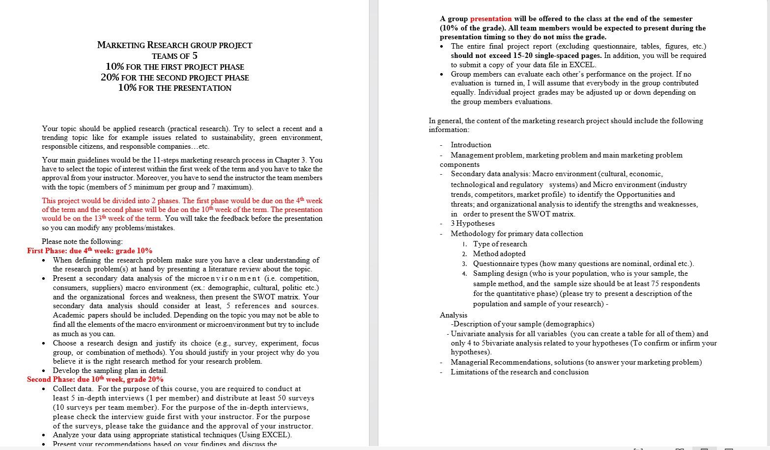  A group presentation will be offered to the class at the