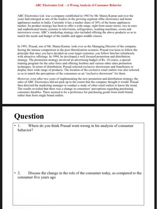  ABC Electronics L.t. - A Wrong Analysis of Censumer Behavior ABC