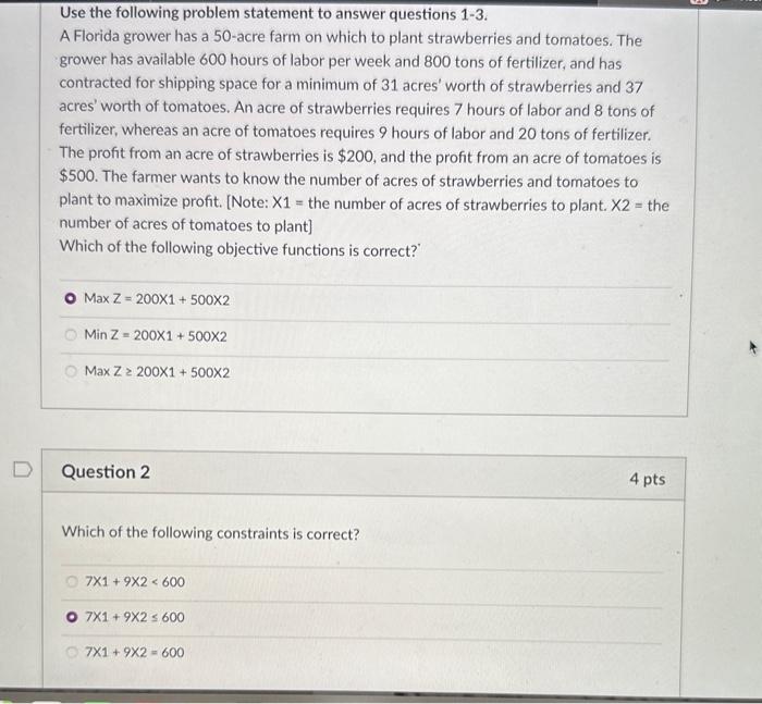  Use the following problem statement to answer questions 1-3. A Florida
