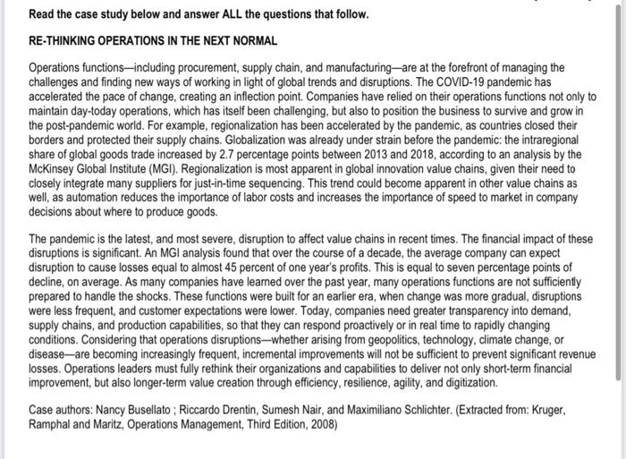  Read the case study below and answer ALL the questions that