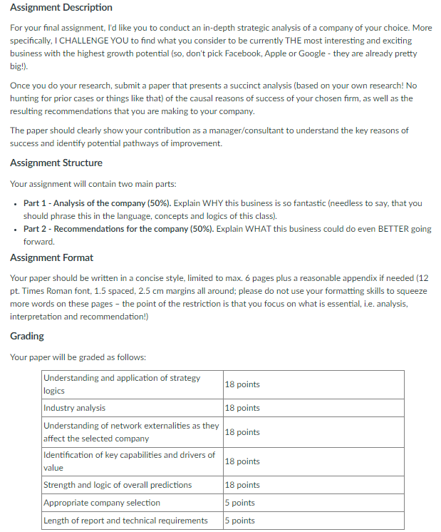 NOTE : i chose PepsiCo Company Assignment Description For your final assignment,