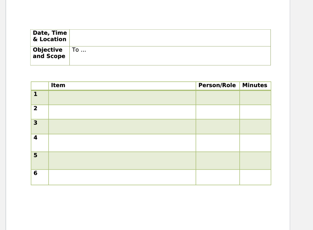 Write agendas for two requirements workshops, using the template, for the eGrants