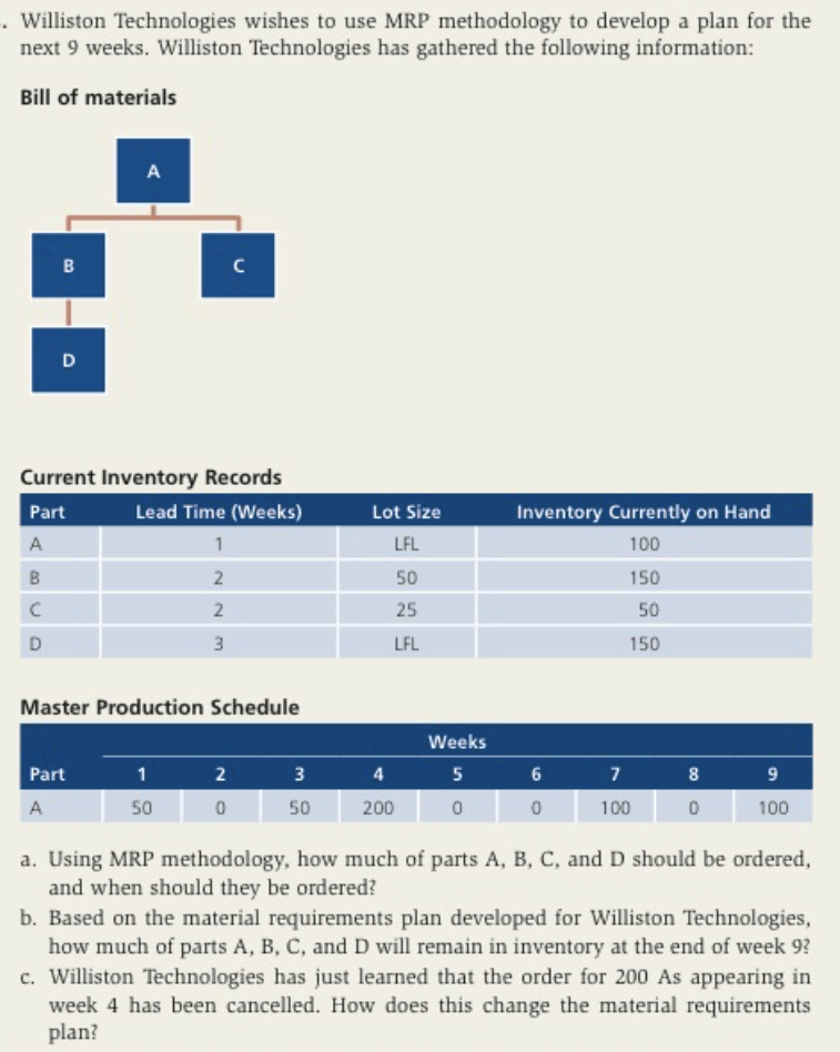 please show how to do in excel with formulas Williston Technologies