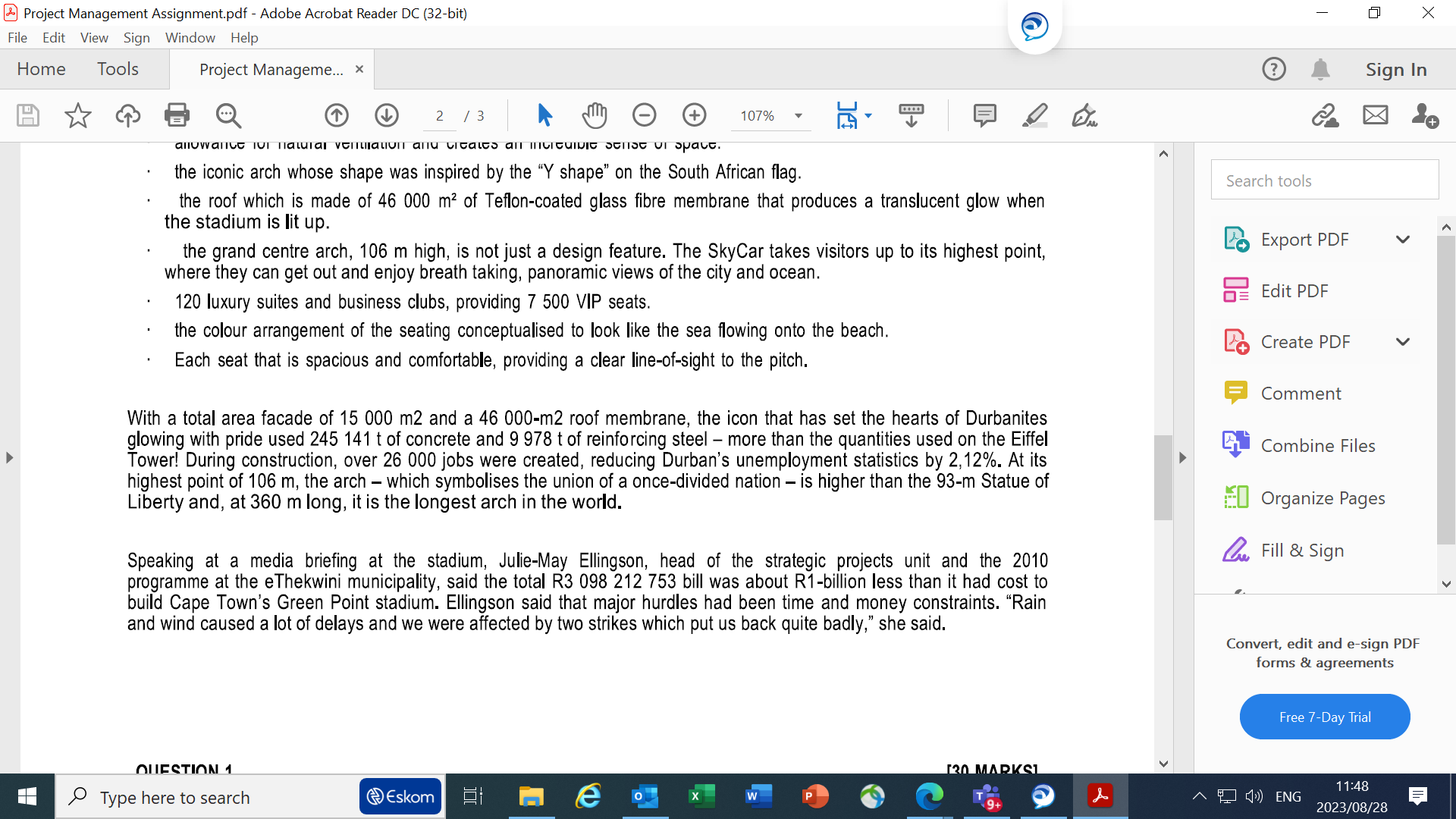 View Sign Window Help Home Tools Project Manageme... INSTRUCTION: Read the scenario