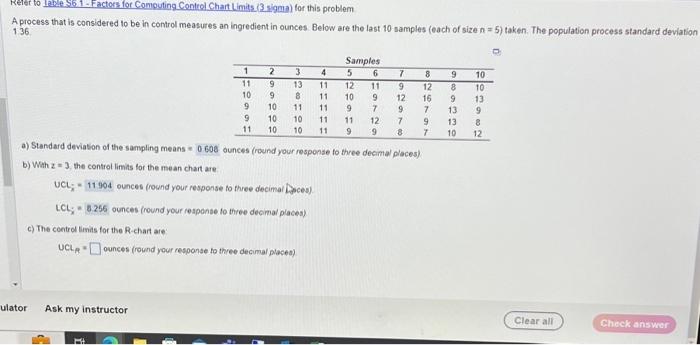  Refer to Table 56.1-Factors for Computing Control Chart Limits (3 sigma)