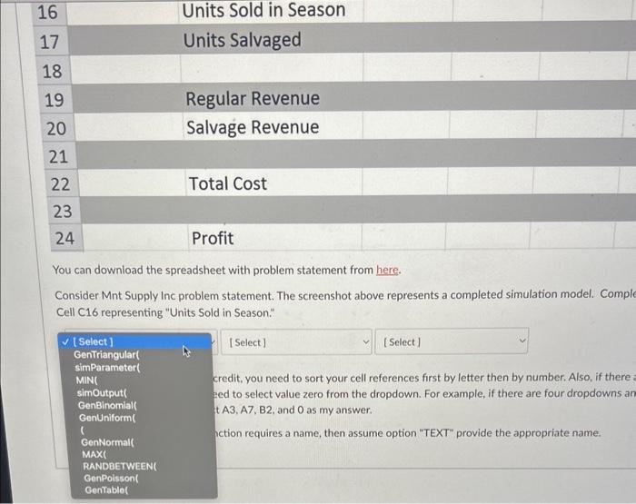 Mnt Supply Inc problem statement. The screenshot above represents a completed simulation