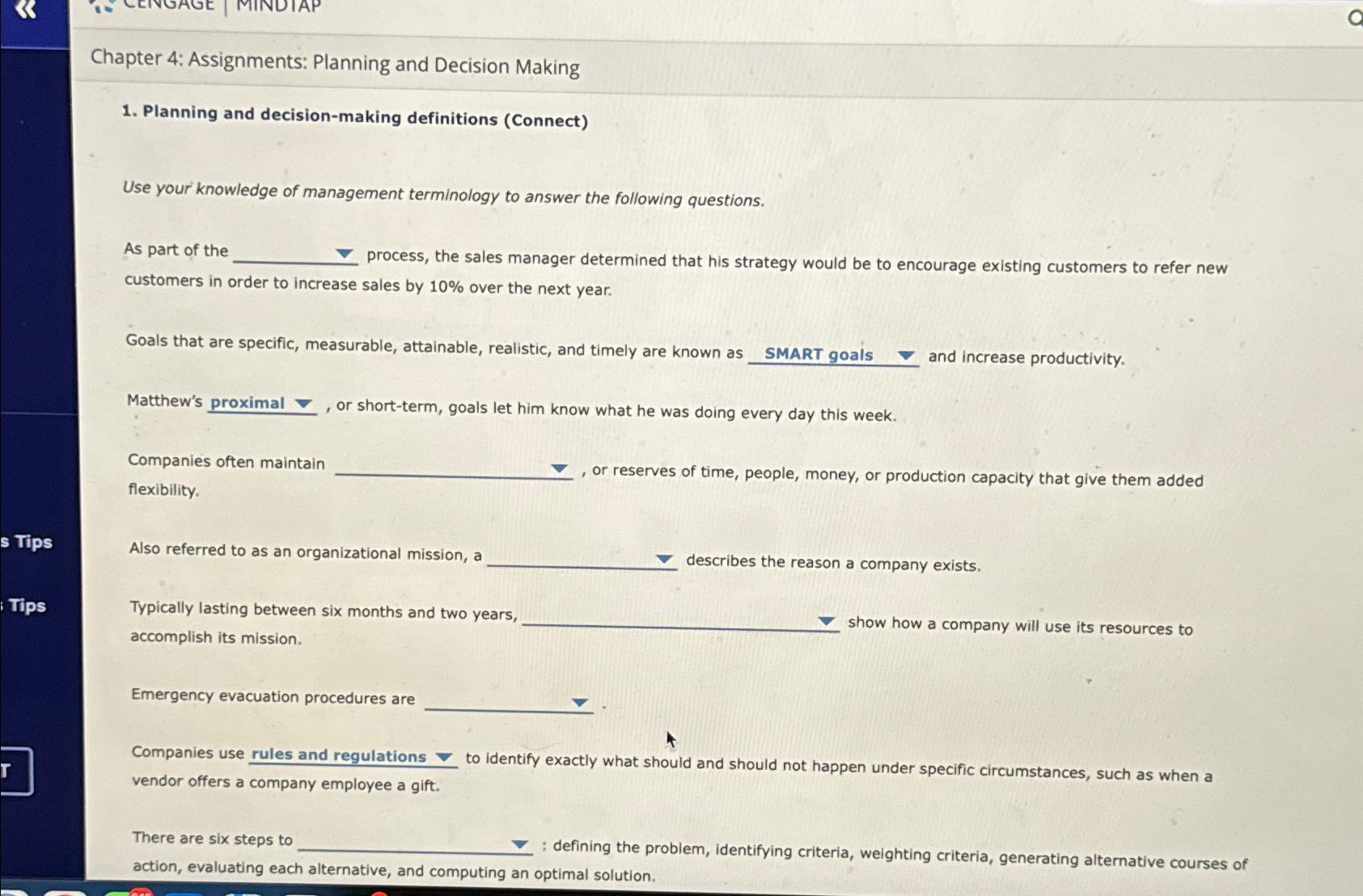  Chapter 4: Assignments: Planning and Decision Making Planning and decision-making definitions