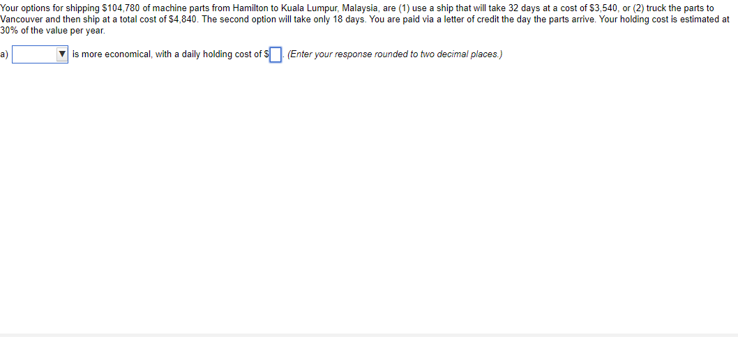  Your options for shipping $104,780 of machine parts from Hamilton to