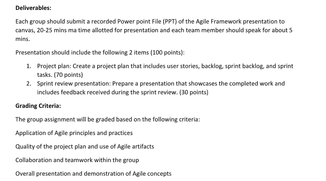 develop a project using Agile principles and practices, and demonstrate their understanding