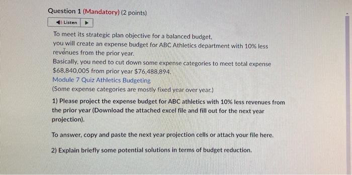 plan objective for a balanced budget, you will create an expense budget