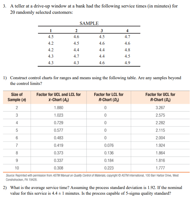 Please answer this question. 3. A teller at a drive-up window at