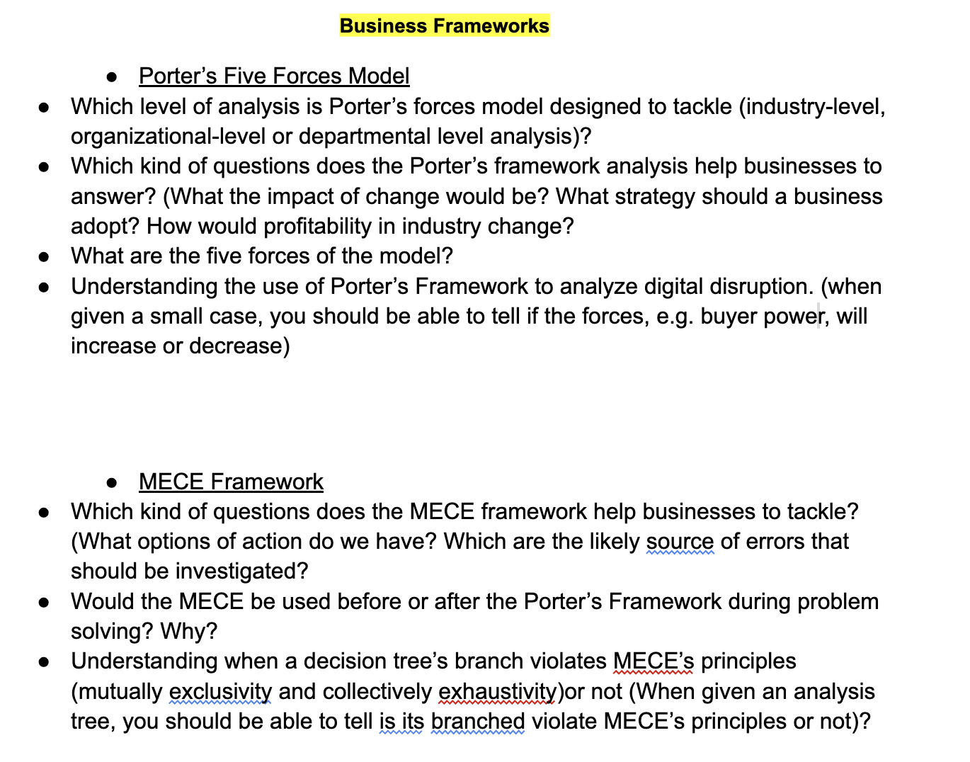 - Porter's Five Forces Model - Which level of analysis is