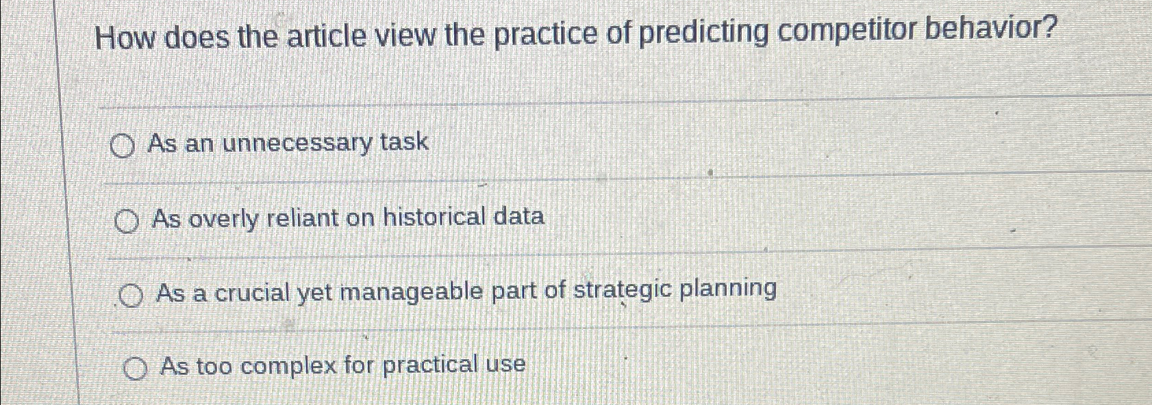  How does the article view the practice of predicting competitor behavior?