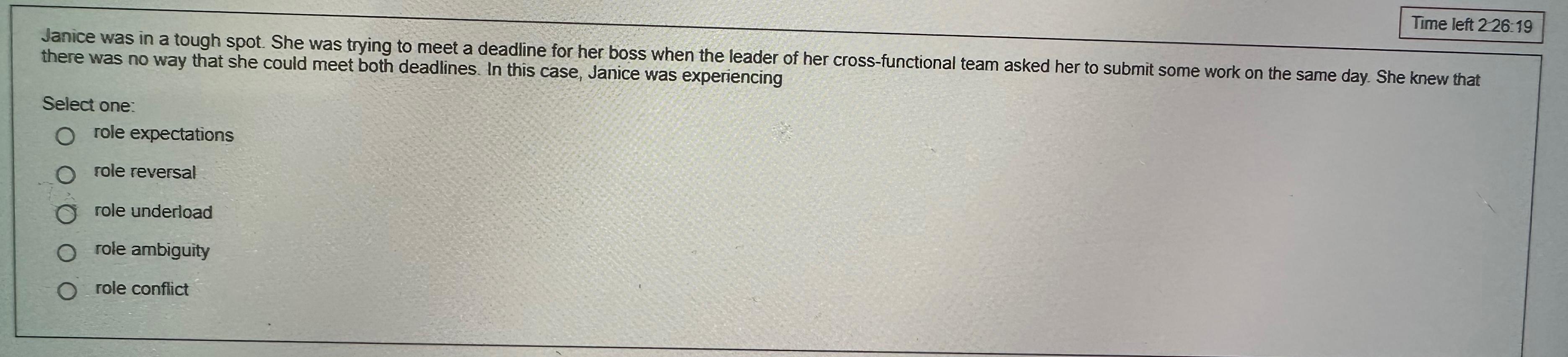  Time left 226:19 Janice was in a tough spot. She was