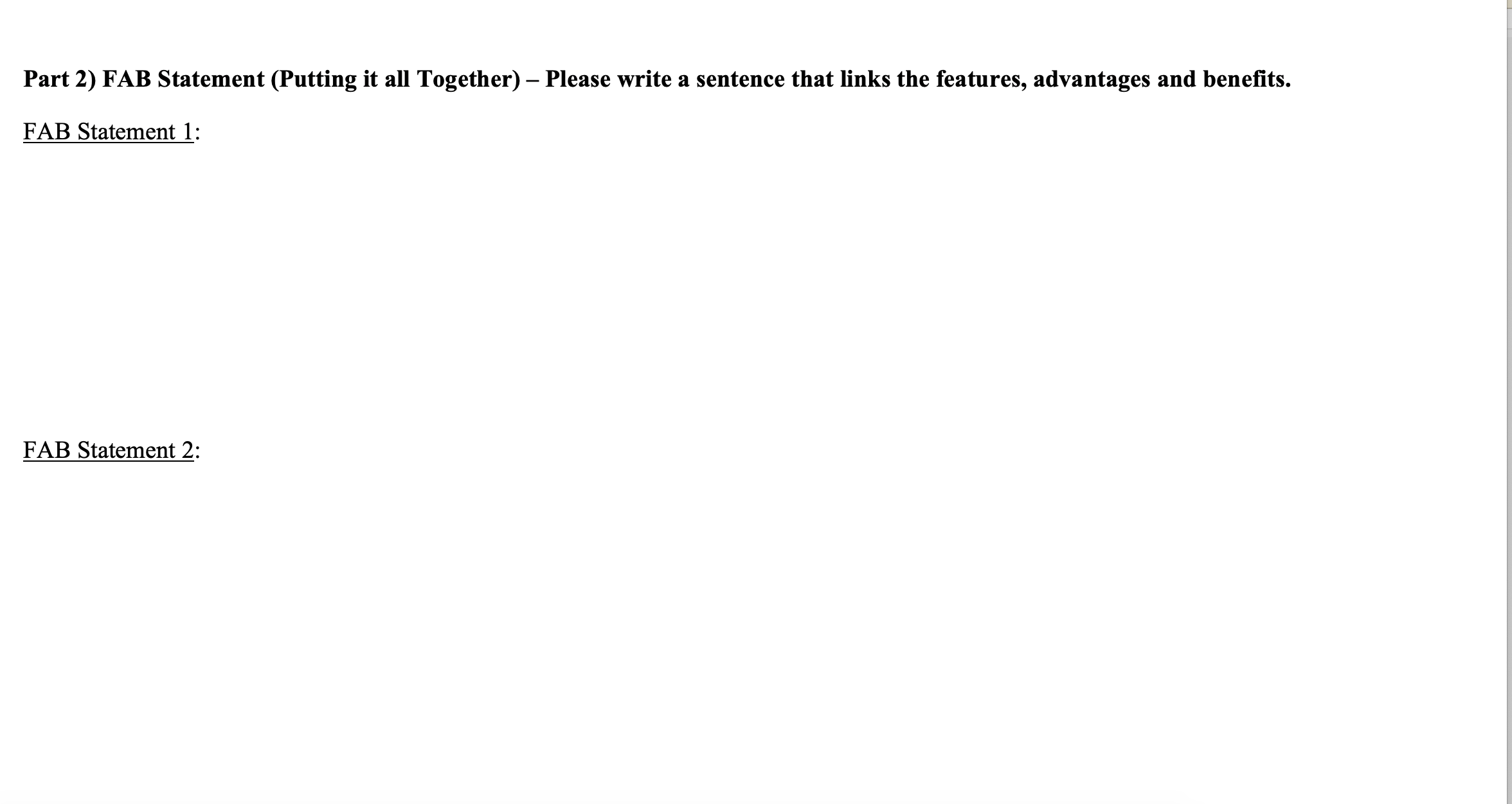 product. Pretend that you are searching for your "ideal" j after graduation.