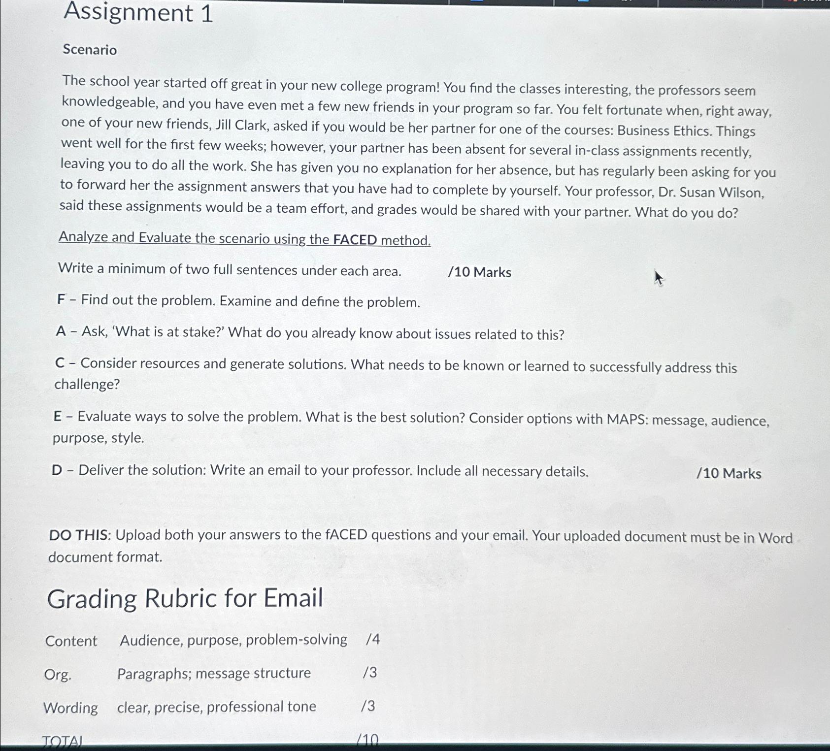  Assignment 1 Scenario The school year started off great in your