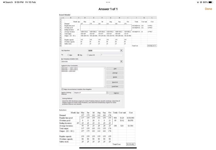Excel solution (screenshot) like the solution in the second picture A given