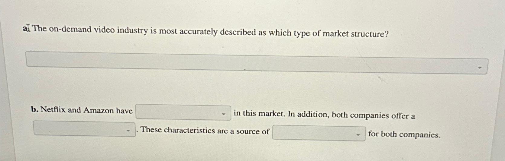 a) The on-demand video industry is most accurately described as which