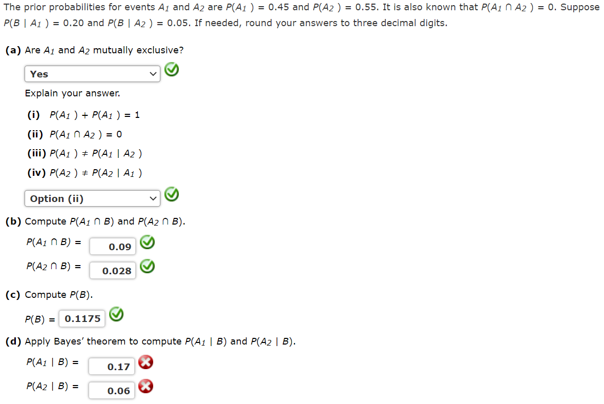 Please explain how to complete section d, thank you. The prior probabilities