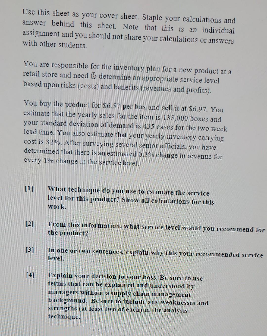 Please help with this! Use this sheet as your cover sheet.